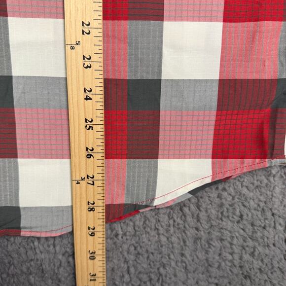 Orvis Shirt Mens M Red Grid Plaid Short Sleeve Tech UPF 20+ Quick Dry Fishing - Picture 10 of 11